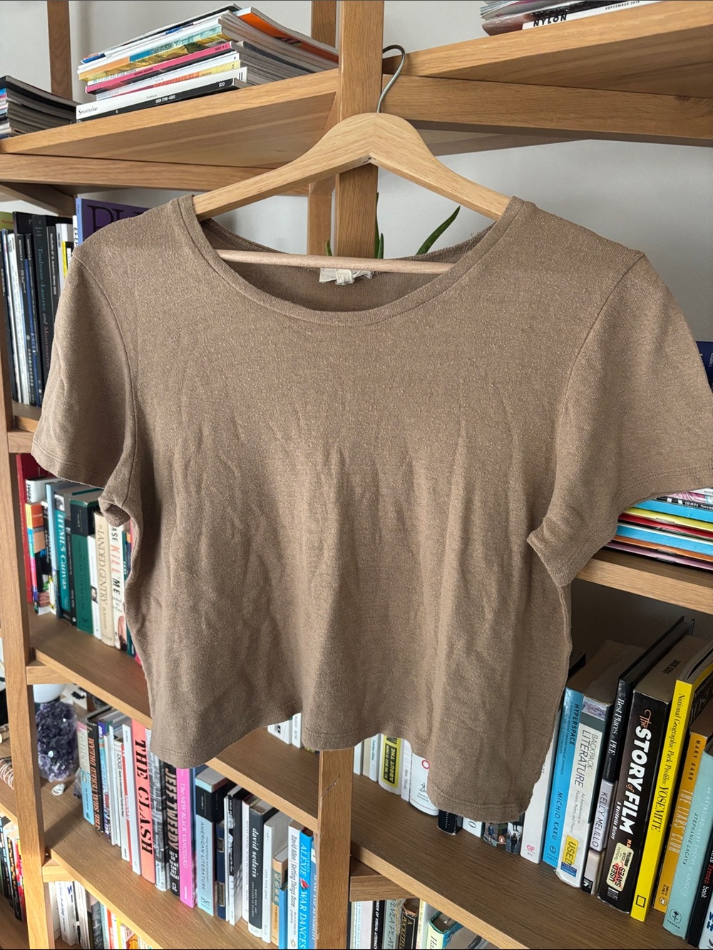 OZMA Taupe Short Sleeve Crop Top